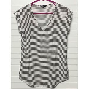 Express Womens Small Striped V Neck Short Sleeve Casual Tunic Top Blouse